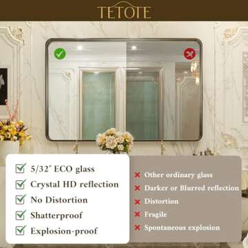 TETOTE Gold Bathroom Mirror with Modern Design for Any Space
