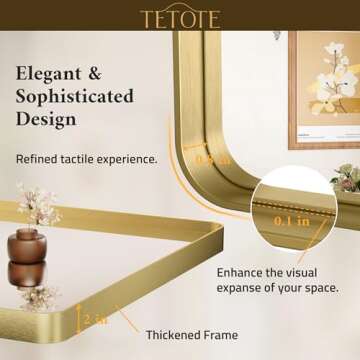 TETOTE Gold Bathroom Mirror with Modern Design for Any Space