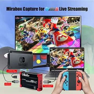 Mirabox Capture Card for Nintendo Switch,USB3.0 1080P 60FPS Video Audio Capture Card,Support 4K@30Hz Input and Passthrough for PS4 PS5 DSLR Xbox Streaming and Recording by OBS