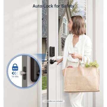 Veise Fingerprint Door Lock with 2 Lever Handles - Keyless Entry Door Lock, Electronic Keypad Deadbolt, Digital Smart Code & Front Handle Sets, Auto-Locking, Easy Installation, Oil Rubbed Bronze
