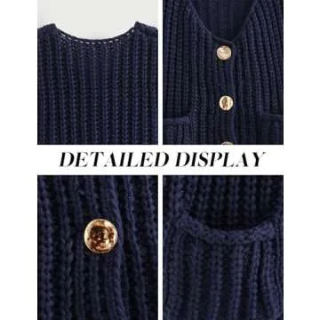 Yimoon Women’s Chunky Knit Cropped Sweater Vest with Pockets