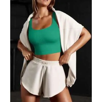 OQQ Women's 3 Piece Tank Tops Ribbed Seamless Workout Exercise Shirts 2025 Summer Basic Camis White ...