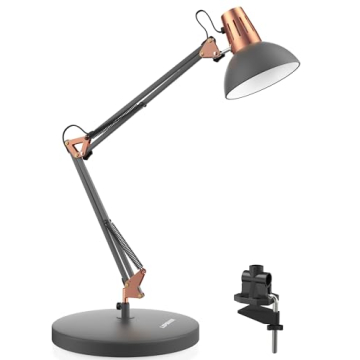 LEPOWER Metal Desk Lamp, Adjustable Goose Neck Architect Table Lamp with On/Off Switch, Swing Arm De...