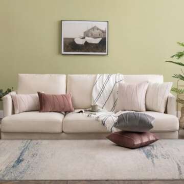 Woaboy Pack of 2 Striped Velvet Throw Pillow Covers Modern Decorative Couch Throws Square Soft Cozy Pillowcases for Winter Bed Sofa Cushion Living Room 20x20 Inch Cream