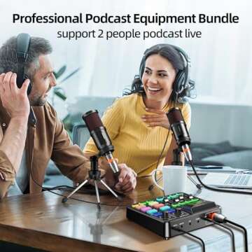 Professional Podcast Equipment Bundle: PUPGSIS Audio Mixer with XLR Dynamic Microphone