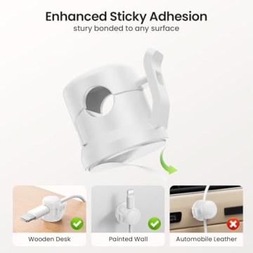 LOTUNY Adjustable Cable Clips - 8 Pack Organizers