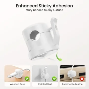 LOTUNY Adjustable Cable Clips - 8 Pack Organizers