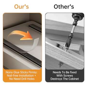 weykings Pull Out Cabinet Organizer Fixed with Adhesive Nano Film, Heavy Duty Slide Out Pantry Shelves, Holds Cutlery, Spice Bottles, Sliding Drawer Storage Rack for Kitchen, Home (12.2'' Width)…