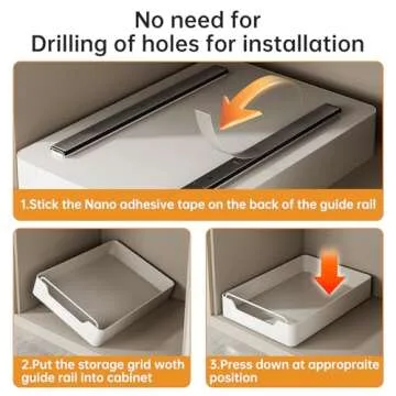 weykings Pull Out Cabinet Organizer Fixed with Adhesive Nano Film, Heavy Duty Slide Out Pantry Shelves, Holds Cutlery, Spice Bottles, Sliding Drawer Storage Rack for Kitchen, Home (12.2'' Width)…