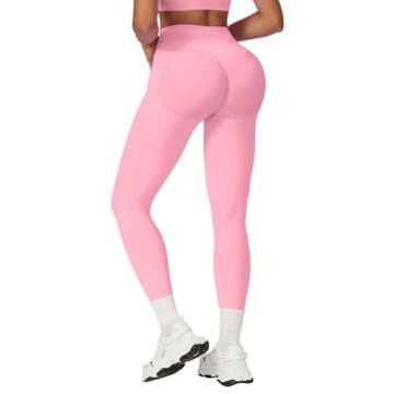 Scrunch Butt Lifting Leggings for Women Tummy Control Seamless Yoga Pants Compression Gym Workout Impact Leggings Pink XL