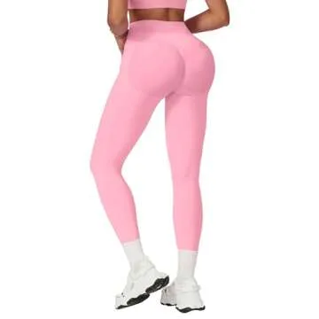 Scrunch Butt Lifting Leggings for Women Tummy Control Seamless Yoga Pants Compression Gym Workout Impact Leggings Pink XL