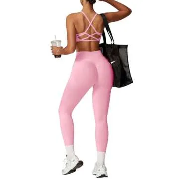 Scrunch Butt Lifting Leggings for Women Tummy Control Seamless Yoga Pants Compression Gym Workout Impact Leggings Pink XL