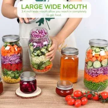Mcupper 64 oz Wide Mouth Mason Jars for Canning & Storage