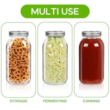 Mcupper 64 oz Wide Mouth Mason Jars for Canning & Storage