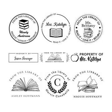 Pousutong Custom Library Stamp, 8 inches x 8 inches Rectangular Rubber Stamp