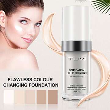 TLM Colour Changing Foundation, 2Pack Flawless Color Changing Foundation Makeup Base Moisturizing Li...