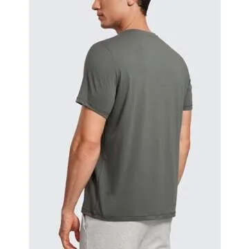 CRZ YOGA Men’s Quick Dry Short Sleeve Workout T-Shirt – Grey Sage, Classic Fit