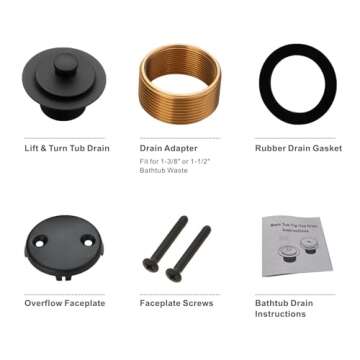 Wellup Black Bathtub Drain Conversion Kit for Easy Use
