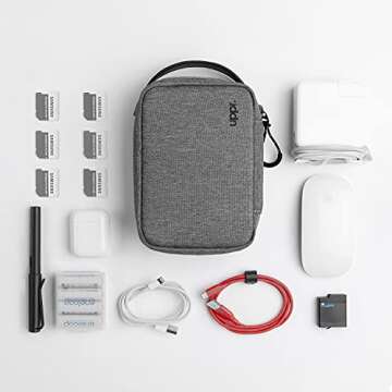 UPPERCASE Organizer 7.5 Portable Electronic Accessories Travel Pouch with Leather Handle Compatible ...