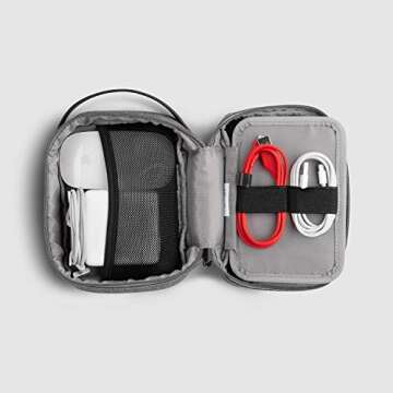 UPPERCASE Organizer 7.5 Portable Electronic Accessories Travel Pouch with Leather Handle Compatible with Laptop Accessories, Chargers, Tech Gears, Gadgets, Cables, Cords, Power Bank (New Black Label)