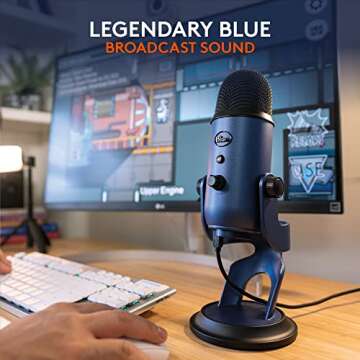 Logitech for Creators Blue Yeti USB Microphone for PC, Podcast, Gaming, Streaming - 4 Pickup Pattern, Plug and Play Condenser Computer Mic, Midnight Blue with Signature Series Waterproof Travel Case