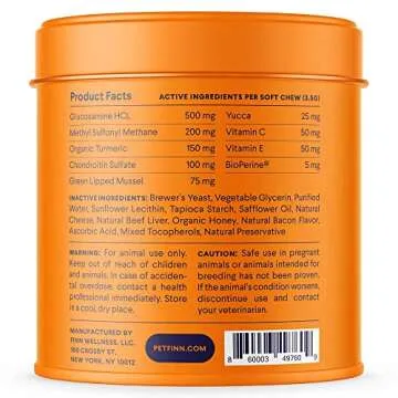 Finn Hip and Joint Supplement for Dogs | Glucosamine, Chondroitin & MSM for Joint and Mobility Support | with Turmeric, BioPerine and B-Vitamins | 90 Soft Chews