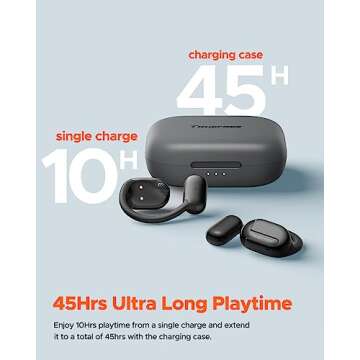 truefree O1 Open Ear Headphones Bluetooth 5.3 Wireless Open Ear Earbuds with 16.2mm Driver, Immersive Stereo Sound, Noise-Cancellation Mic for Clear Calls, 45H Playtime, for Sports Workout