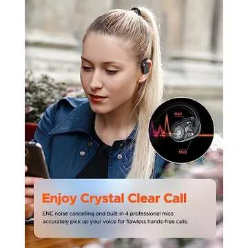 truefree O1 Open Ear Headphones Bluetooth 5.3 Wireless Open Ear Earbuds with 16.2mm Driver, Immersive Stereo Sound, Noise-Cancellation Mic for Clear Calls, 45H Playtime, for Sports Workout