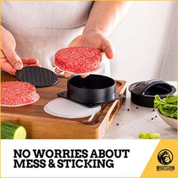 MOUNTAIN GRILLERS Hamburger Patty Paper - Wax Papers to Separate Frozen Pressed Patties - 750 Burger Sheets for Easy Release from burger patty paper - Perfect for BBQ hamburger patty press