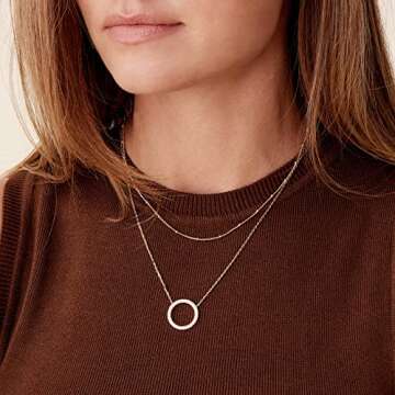 PAVOI 14K Gold Plated Layered Open Circle Pendant Necklace - Elegant & Sustainable Jewelry for Women