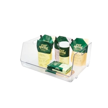 iDesign Recycled Plastic Stackable Open-Front Storage Bin with Handles - Clear