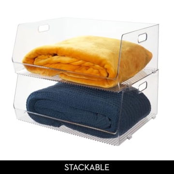 iDesign Clear Stackable Storage Bin with Handles