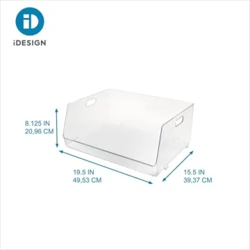 iDesign Clear Stackable Storage Bin with Handles
