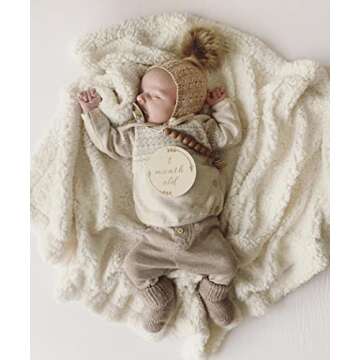 Mali Wear Baby Winter Pom Pom Hat Cotton Knitted Bonnet with Removable Faux Fur Pom Pom Unisex Kids Crochet-Style Hat