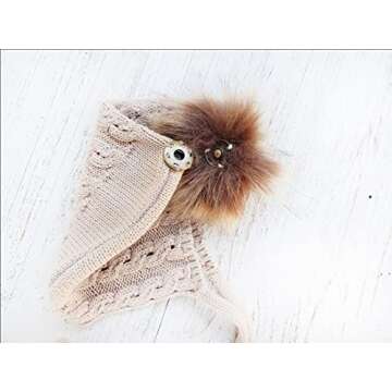 Mali Wear Baby Winter Pom Pom Hat Cotton Knitted Bonnet with Removable Faux Fur Pom Pom Unisex Kids Crochet-Style Hat