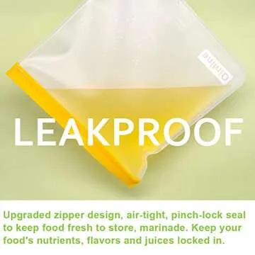 Qinline Reusable Food Storage Bags - 24 Pack Freezer Bags, BPA Free Reusable Bags Silicone, Extra Thick Leakproof Reusable Lunch Bag for Salad Fruit Marinate Meats - 8 Gallon 8 Sandwich 8 Snack Bags