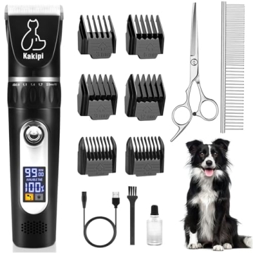 Quiet Cordless Dog Grooming Kit with LCD Display Ceramic Blades