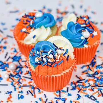 Sprinkles for Cake Decorating Edible Cake Decorations Fancy Orange Sprinkles & Blue Sprinkles for Cu...