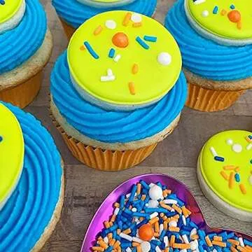 Sprinkles for Cake Decorating Edible Cake Decorations Fancy Orange Sprinkles & Blue Sprinkles for Cupcake Decorations Ice Cream Toppings, Cake Decorations Edible Cake Sprinkles for Cupcake Decorating