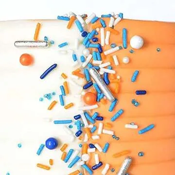 Sprinkles for Cake Decorating Edible Cake Decorations Fancy Orange Sprinkles & Blue Sprinkles for Cupcake Decorations Ice Cream Toppings, Cake Decorations Edible Cake Sprinkles for Cupcake Decorating