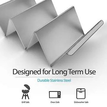 KITCHENX Metal Taco Holders Set of 2 - Heavy-Duty Taco Stands hold 3 Tacos - Use as a Taco Rack to fill Tacos with Ease - Safe for Dishwasher, Oven, and Grill - Taco Shell holder Size: 8" x 4" x 2"