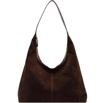 Chic Brown Suede Tote Bag - Elegant Hobo Bags for Women