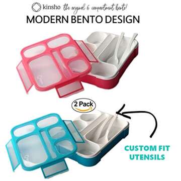 Bento Lunch Box Kids & Adult: Leakproof Containers for Boys & Girls with 6 Compartments - School, Da...