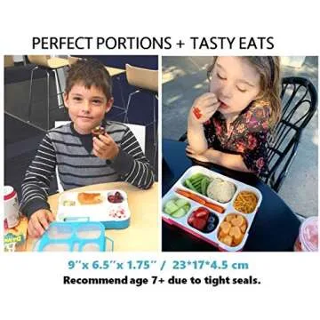 Bento Lunch Box Kids & Adult: Leakproof Containers for Boys & Girls with 6 Compartments - School, Daycare, Meal Planning Portion Control Container, BPA-Free Boxes, Utensils, Blue & Pink Set