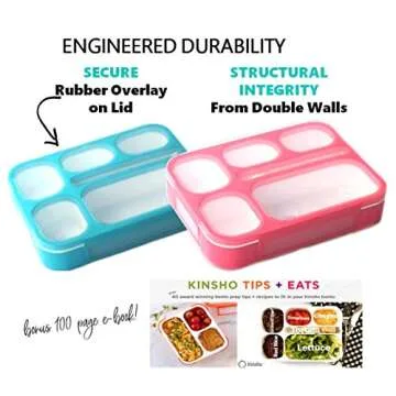 Bento Lunch Box Kids & Adult: Leakproof Containers for Boys & Girls with 6 Compartments - School, Daycare, Meal Planning Portion Control Container, BPA-Free Boxes, Utensils, Blue & Pink Set