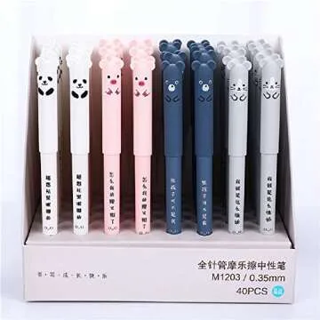 8pcs Cute Kawaii Cartoon Cat Pig Bear Panda Animal Gel Ink Pen Ballpoint Blue Ink Student Pens Rollerball Pens for Student Gift Stationery Office Supplies, Erasable Pens Friction Erasable Pen