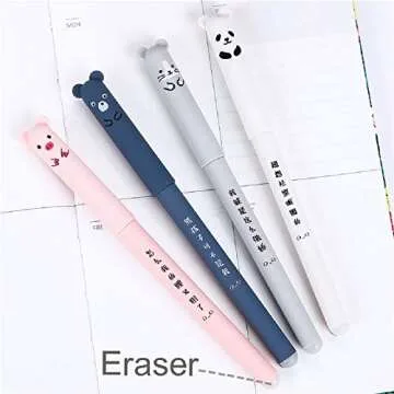 8pcs Cute Kawaii Cartoon Cat Pig Bear Panda Animal Gel Ink Pen Ballpoint Blue Ink Student Pens Rollerball Pens for Student Gift Stationery Office Supplies, Erasable Pens Friction Erasable Pen