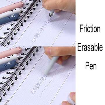 8pcs Cute Kawaii Cartoon Cat Pig Bear Panda Animal Gel Ink Pen Ballpoint Blue Ink Student Pens Rollerball Pens for Student Gift Stationery Office Supplies, Erasable Pens Friction Erasable Pen