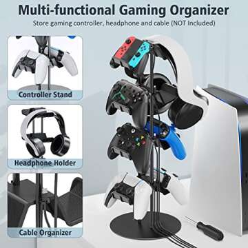 Kytok Gamer Gifts, Headset Stand 4 Tiers with Cable Organizer, Controller Stand Compatible with PS5/...