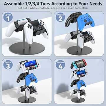 Kytok Gamer Gifts, Headset Stand 4 Tiers with Cable Organizer, Controller Stand Compatible with PS5/Xbox/Nintendo Switch/PS Portal/PS4, Headset Holder & Controller Holder for 8 Packs Controller